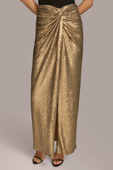 Donna Karan Skirts | Women FRONT KNOT SEQUIN SKIRT Antique Gold