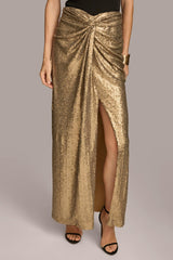 Donna Karan Skirts | Women FRONT KNOT SEQUIN SKIRT Antique Gold