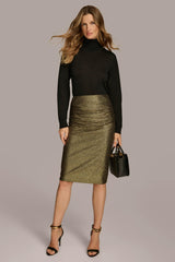 Donna Karan Skirts | Women SHIMMER RUCHED SKIRT Black/gold Foil