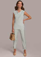 Donna Karan Sweaters And Tops | Women ASYMMETRICAL DRAPE SHOULDER TOP Blue Frost