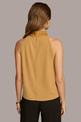 Donna Karan Sweaters And Tops | Women ASYMMETRICAL MOCK NECK TOP Antique Gold