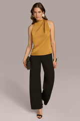 Donna Karan Sweaters And Tops | Women ASYMMETRICAL MOCK NECK TOP Antique Gold