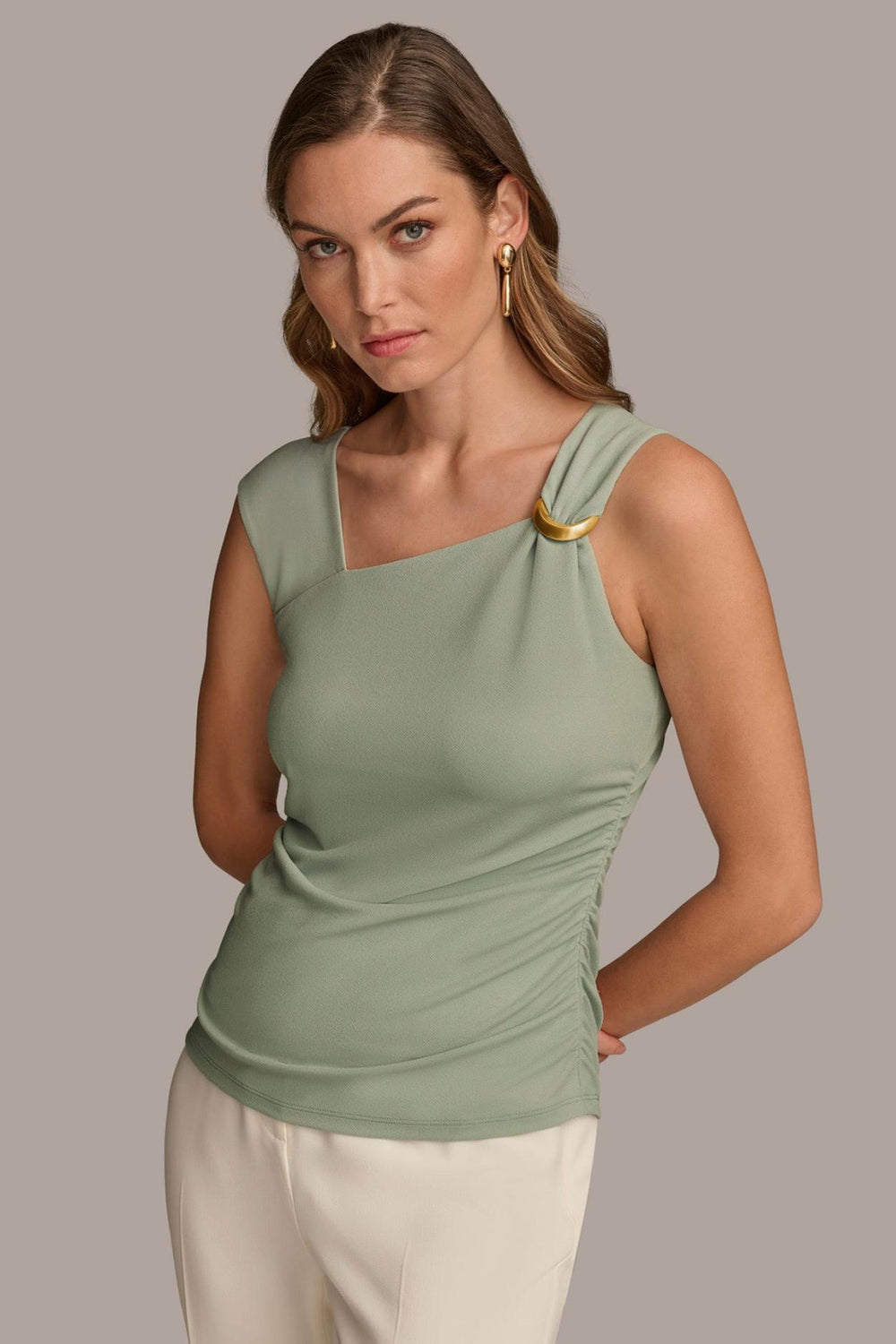 Donna Karan Sweaters And Tops | Women ASYMMETRICAL TOP WITH HARDWARE Pale Jade