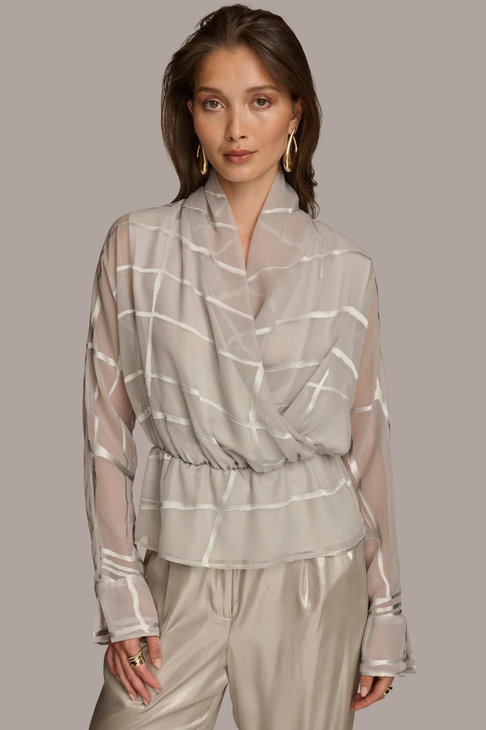 Donna Karan Sweaters And Tops | Women BURNOUT FAUX WRAP BLOUSE Pavement