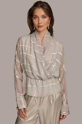 Donna Karan Sweaters And Tops | Women BURNOUT FAUX WRAP BLOUSE Pavement