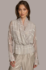 Donna Karan Sweaters And Tops | Women BURNOUT FAUX WRAP BLOUSE Pavement