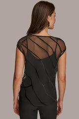 Donna Karan Sweaters And Tops | Women BURNOUT VELVET COWL NECK BLOUSE Black