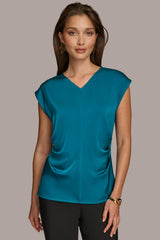 Donna Karan Sweaters And Tops | Women CAP SLEEVE BLOUSE Empire Teal