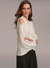 Donna Karan Sweaters And Tops | Women COLD SHOULDER BLOUSE Cream