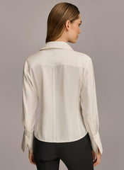 Donna Karan Sweaters And Tops | Women COLLARED BUTTON DOWN BLOUSE Cream