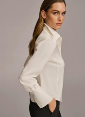 Donna Karan Sweaters And Tops | Women COLLARED BUTTON DOWN BLOUSE Cream