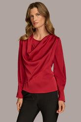 Donna Karan Sweaters And Tops | Women COWL NECK TOP Metropolitan Red