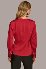 Donna Karan Sweaters And Tops | Women COWL NECK TOP Metropolitan Red