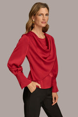 Donna Karan Sweaters And Tops | Women COWL NECK TOP Metropolitan Red