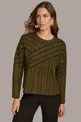 Donna Karan Sweaters And Tops | Women CREW NECK WITH CRISS CROSS DETAIL Brown Multi