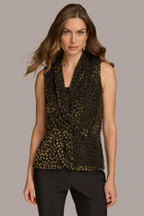 Donna Karan Sweaters And Tops | Women FAUX WRAP BURNOUT TOP Black