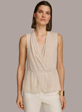 Donna Karan Sweaters And Tops | Women FAUX WRAP PEPLUM TOP Sand