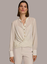 Donna Karan Sweaters And Tops | Women FAUX WRAP TOP Cream