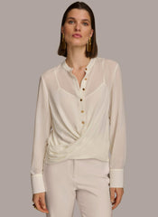 Donna Karan Sweaters And Tops | Women FAUX WRAP TOP Cream