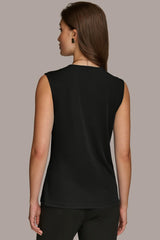 Donna Karan Sweaters And Tops | Women FAUX WRAP TOP WITH BRUSHED HARDWARE DETAIL Black