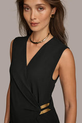 Donna Karan Sweaters And Tops | Women FAUX WRAP TOP WITH BRUSHED HARDWARE DETAIL Black