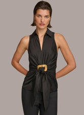 Donna Karan Sweaters And Tops | Women GOLD HARDWARE KNOT TOP Black