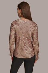 Donna Karan Sweaters And Tops | Women METALLIC COWL NECK TOP Mink