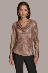 Donna Karan Sweaters And Tops | Women METALLIC COWL NECK TOP Mink