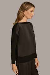 Donna Karan Sweaters And Tops | Women MIXED STITCH BOATNECK SWEATER Black