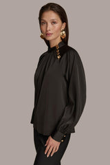 Donna Karan Sweaters And Tops | Women MOCK NECK WITH BUTTONS Black