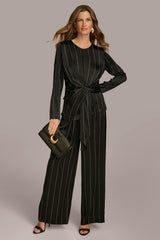 Donna Karan Sweaters And Tops | Women PINSTRIPE TIE WAIST TOP Black