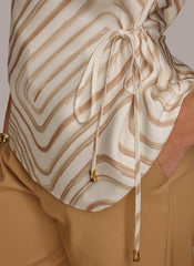 Donna Karan Sweaters And Tops | Women PRINT DRAPE NECK TOP Cream/fawn Multi