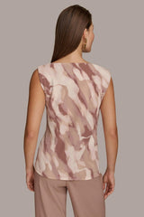 Donna Karan Sweaters And Tops | Women PRINT SHOULDER TWIST HARDWARE TOP Mink Combo