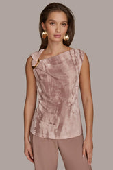 Donna Karan Sweaters And Tops | Women PRINT SHOULDER TWIST HARDWARE TOP Mink Multi