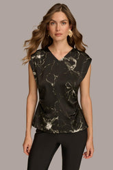 Donna Karan Sweaters And Tops | Women PRINTED CAP SLEEVE WITH DARTS Black