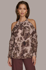 Donna Karan Sweaters And Tops | Women PRINTED COLD SHOULDER TOP Black/multi