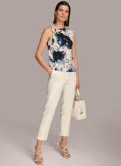 Donna Karan Sweaters And Tops | Women PRINTED HARDWARE SHOULDER TOP Tide/cream