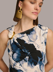 Donna Karan Sweaters And Tops | Women PRINTED HARDWARE SHOULDER TOP Tide/cream