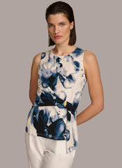 Donna Karan Sweaters And Tops | Women PRINTED WRAP TOP Tide/cream