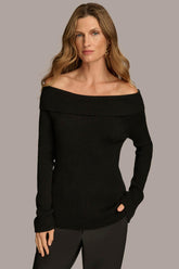 Donna Karan Sweaters And Tops | Women RIBBED BOAT NECK TOP Black
