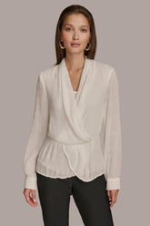 Donna Karan Sweaters And Tops | Women RIPPLE FAUX WRAP BLOUSE Ivory