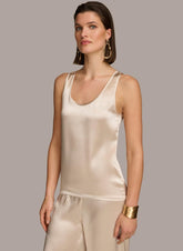 Donna Karan Sweaters And Tops | Women ROUND NECK SHINY TANK Sand