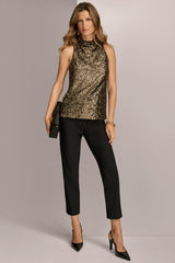 Donna Karan Sweaters And Tops | Women SEQUIN COWL NECK TOP Gold/black