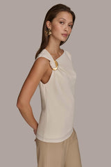 Donna Karan Sweaters And Tops | Women SHOULDER TWIST HARDWARE TOP Ivory