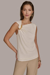 Donna Karan Sweaters And Tops | Women SHOULDER TWIST HARDWARE TOP Ivory