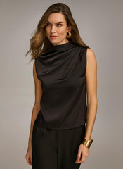 Donna Karan Sweaters And Tops | Women SLEEVELESS DRAPED MOCKNECK TOP Black