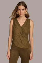 Donna Karan Sweaters And Tops | Women SLEEVELESS NOVELTY V-NECK BLOUSE Beech/gold