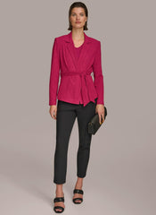 Donna Karan Sweaters And Tops | Women TEXTURE BELTED WRAP JACKET Cactus Flower
