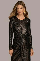 Donna Karan Sweaters And Tops | Women TIE WAIST SEQUIN TOP Black