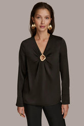 Donna Karan Sweaters And Tops | Women TOP WITH KEYHOLE HARDWARE Black